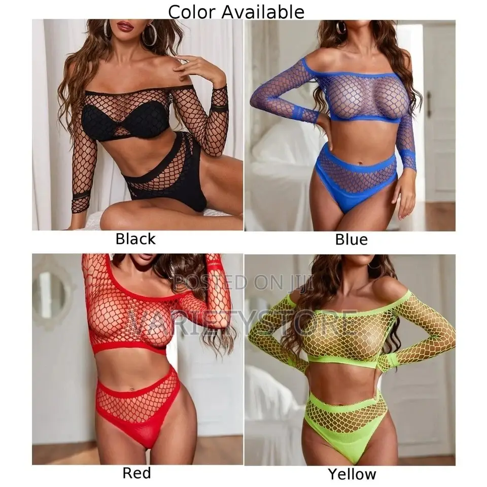 Sexy Lingerie Mesh Perspective Fishnet T-Shirt Panties Set