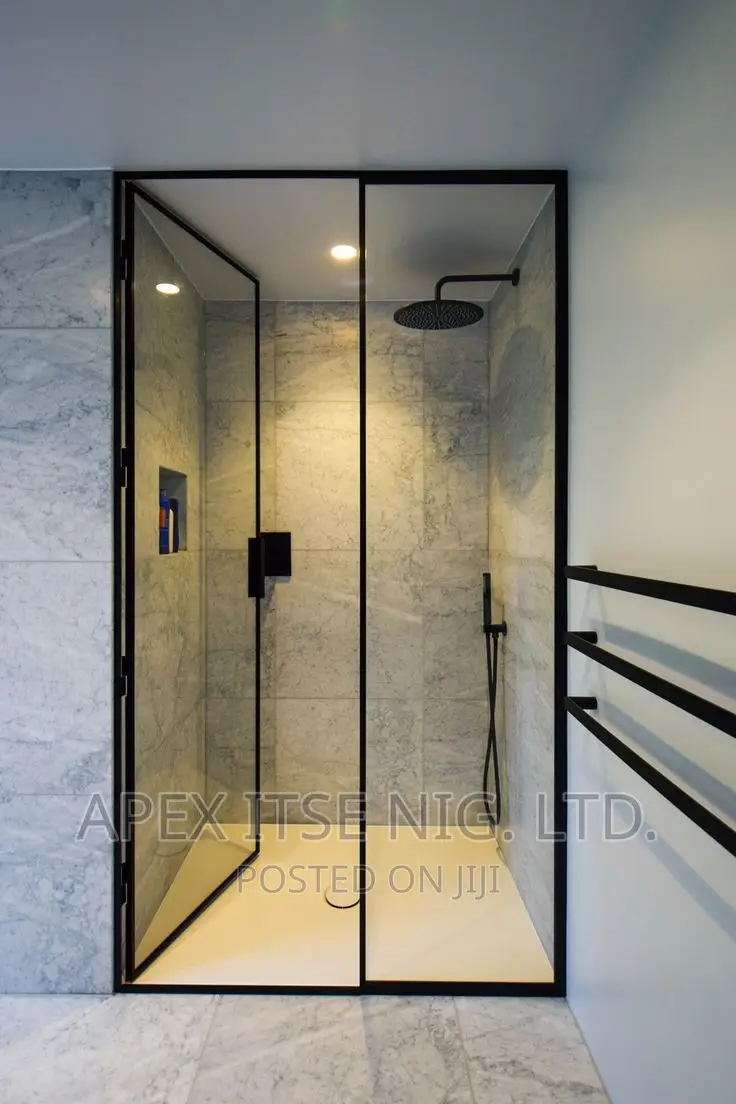 Black Hinges Glass Bathroom