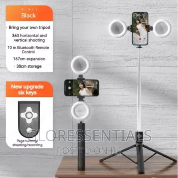 Selfie Stick Tripod Stand With Ring Fill Light