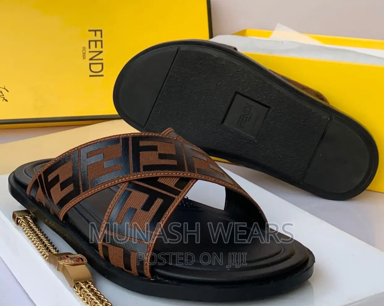 Louis Vuitton X Fendi Leather Slipers