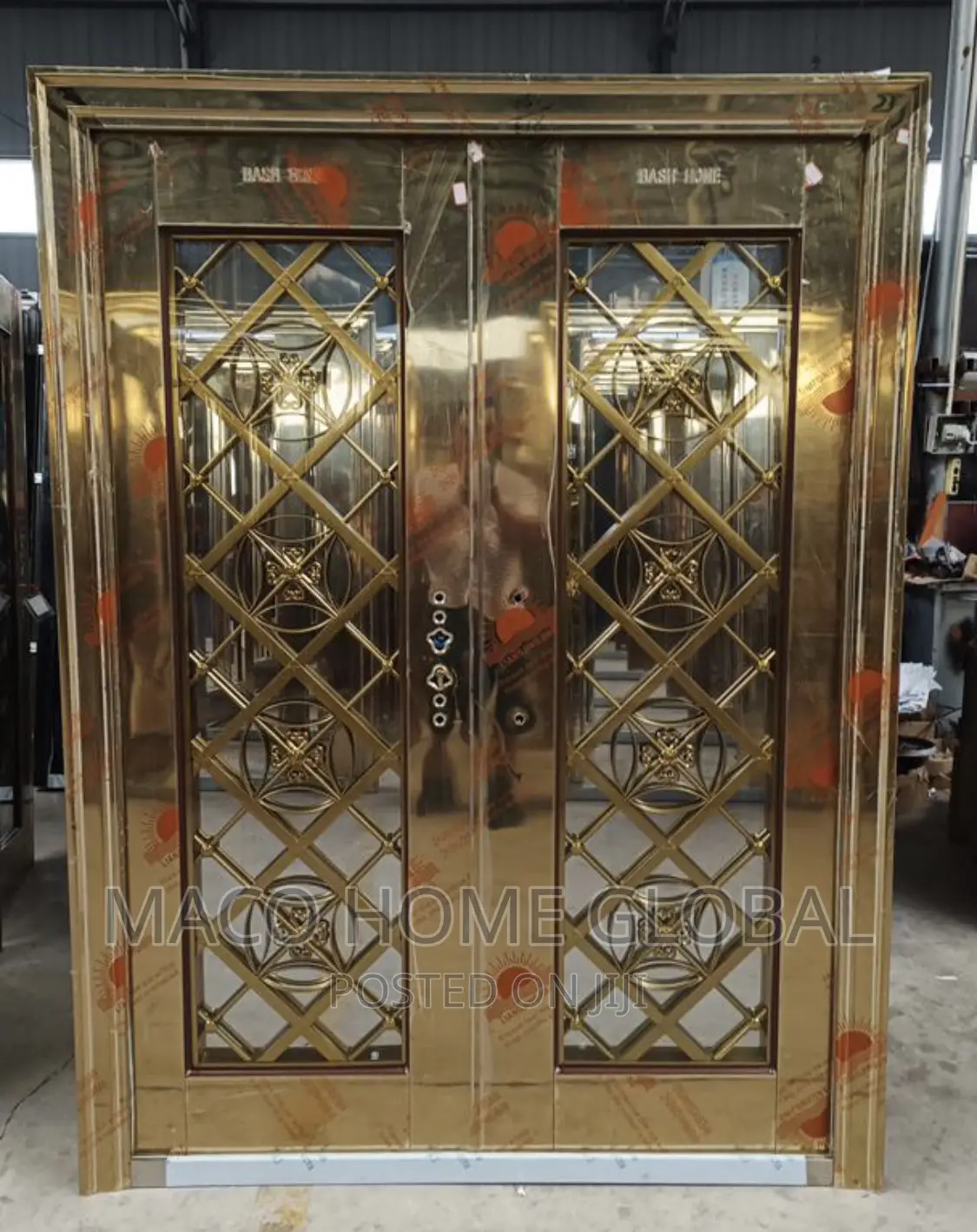 5ft by 7ft. Ring Gold Glass Door