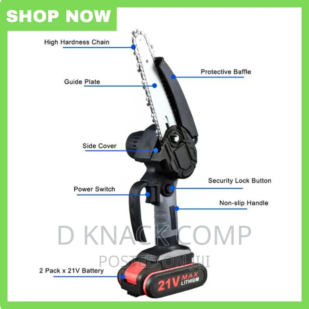 Electric Brushless 4/6-Inch Cordless Chainsaw - 2 Batteries