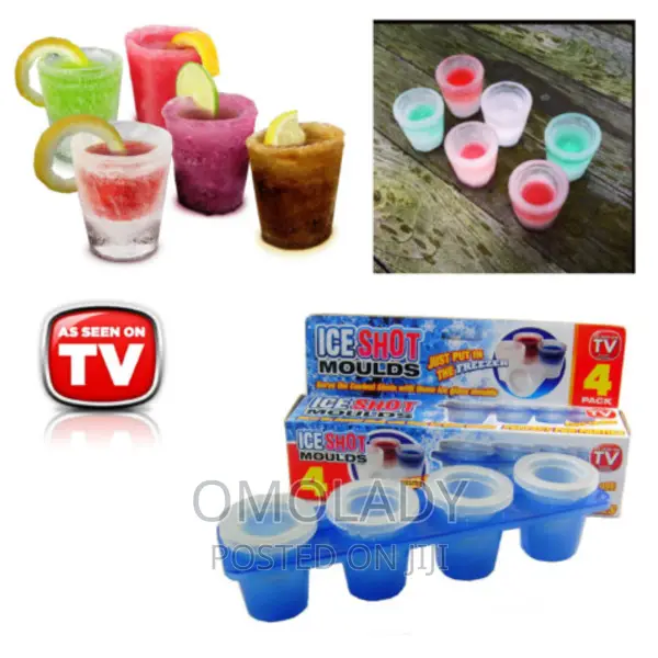 4 Pack Ice Shot Glass Mould Cube Maker Set