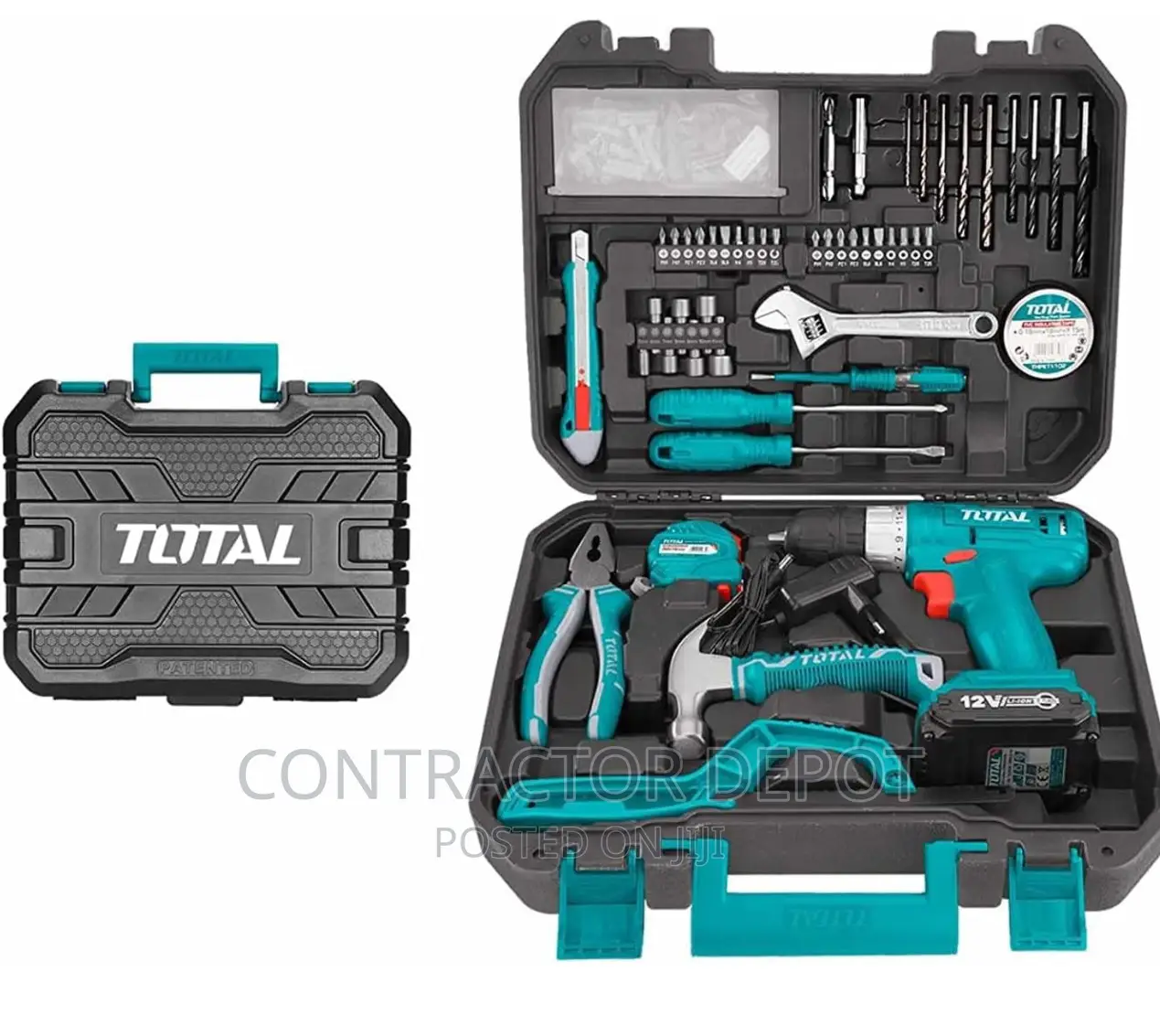 Total 128 Pieces Tool Set With 12V Li-Ion Cordless Drill