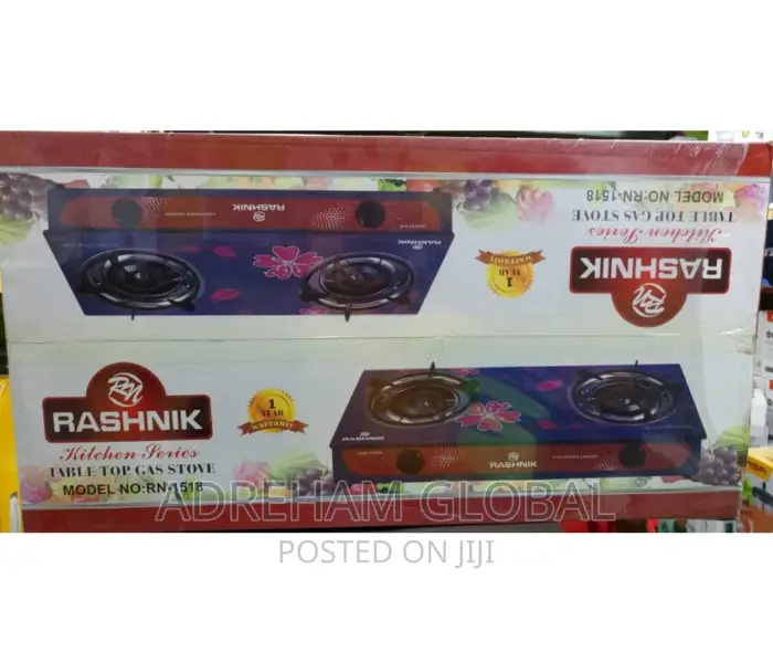 Rashnik 2 Burner Table Top Glass Gas Stove