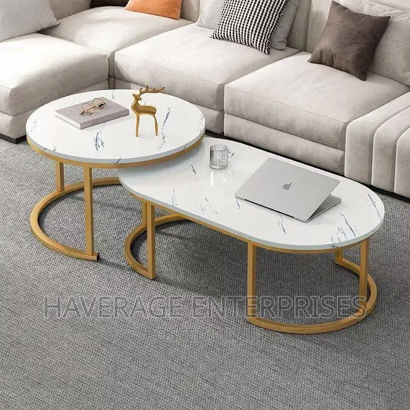 Faux Marble Center Table - 2 Set
