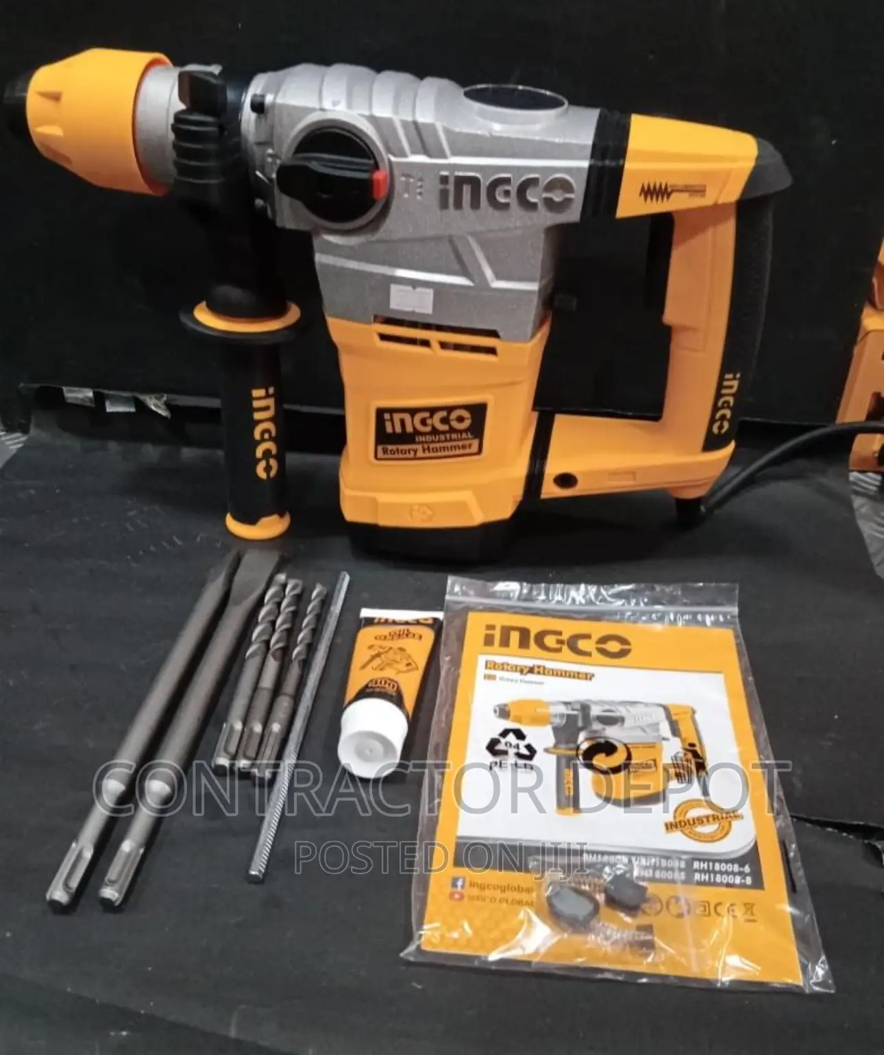 Ingco 1800w SDS Plus Chuck Rotary Hammer+ 3 Drills +2chisels