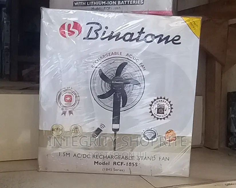 Binatone 18" Rechargeable Standing Fan Remote RCF1855- Black