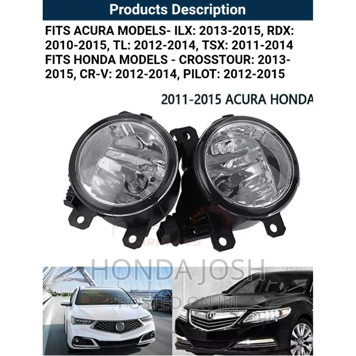 Round Foglights for MDX,ILX,RDX,TL,TSX,CROSSTOUR,CRV, PILOT