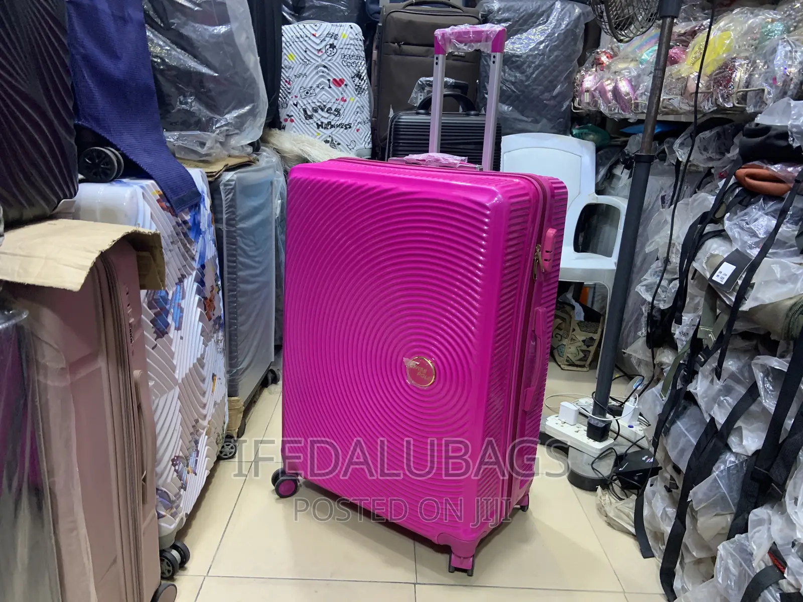 Big Size Pink Quality Plastic Travel Luggage