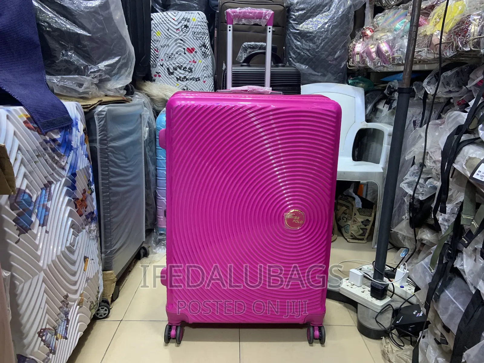 Big Size Pink Quality Plastic Travel Luggage