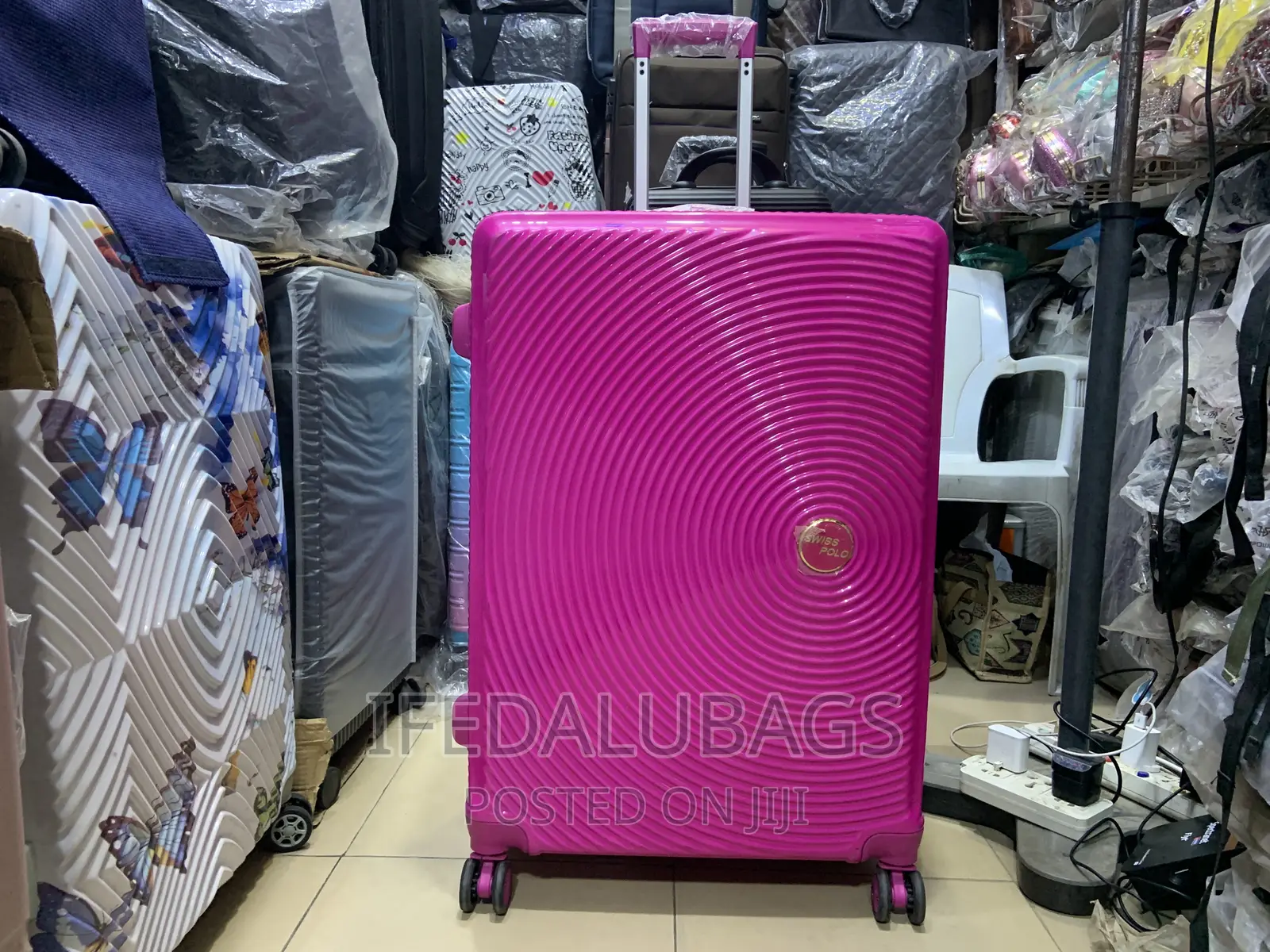 Big Size Pink Quality Plastic Travel Luggage