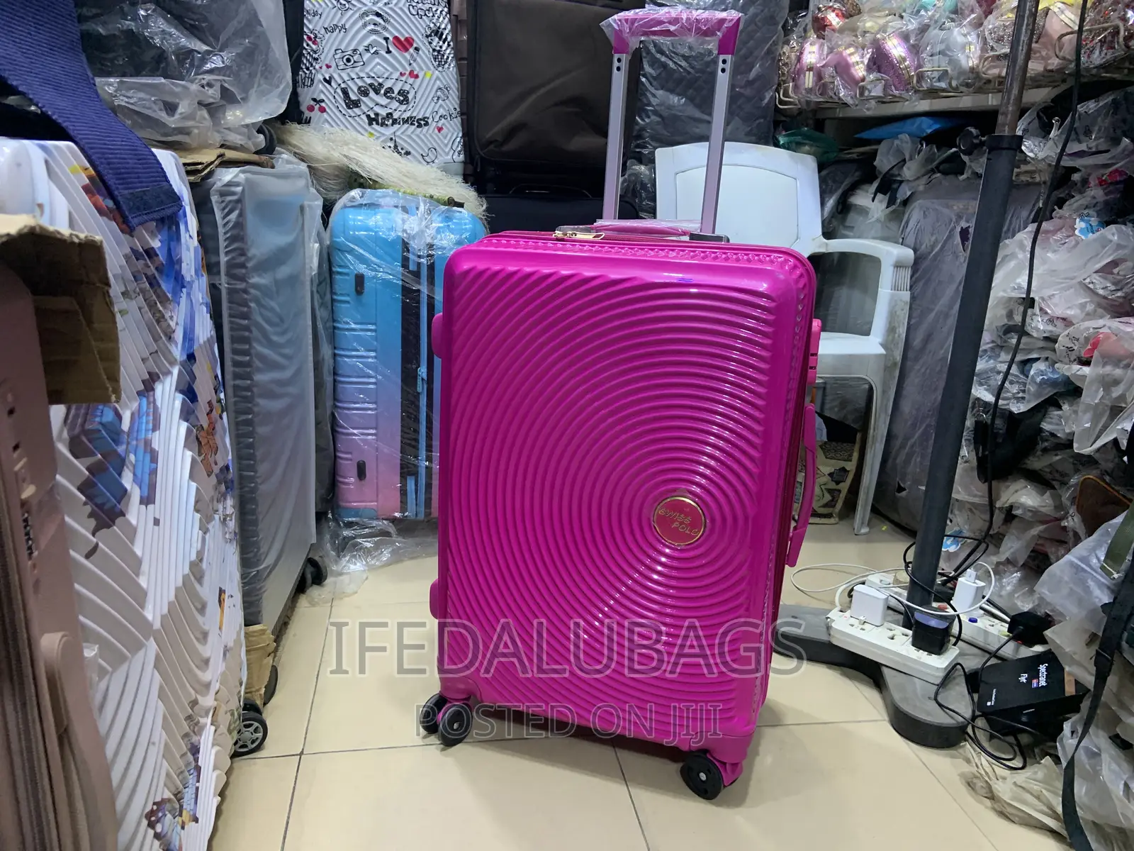 Medium Size Quality Pink Plastic Travel Luggage