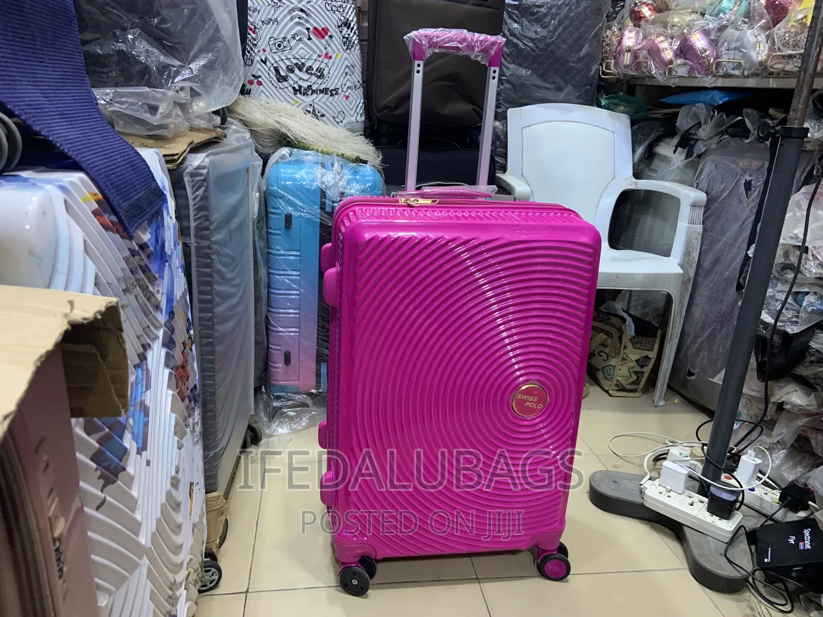 Medium Size Quality Pink Plastic Travel Luggage
