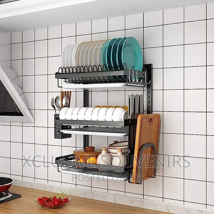 3tier Wall Mount Heavy Duty Stainless Steel Dish Organizer
