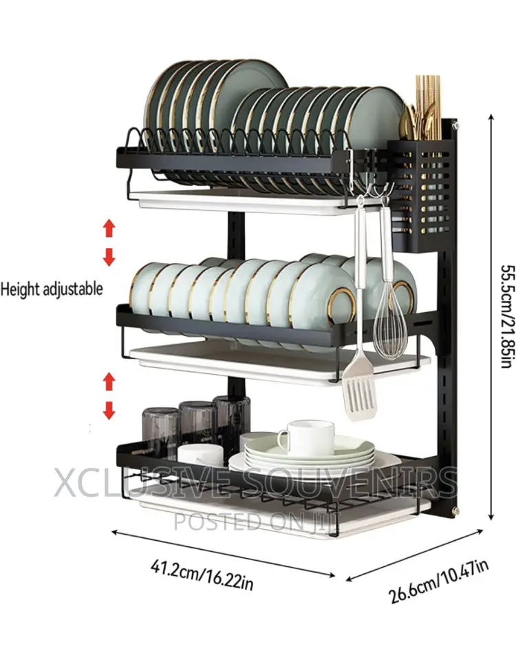3tier Wall Mount Heavy Duty Stainless Steel Dish Organizer