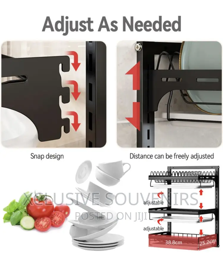 3tier Wall Mount Heavy Duty Stainless Steel Dish Organizer