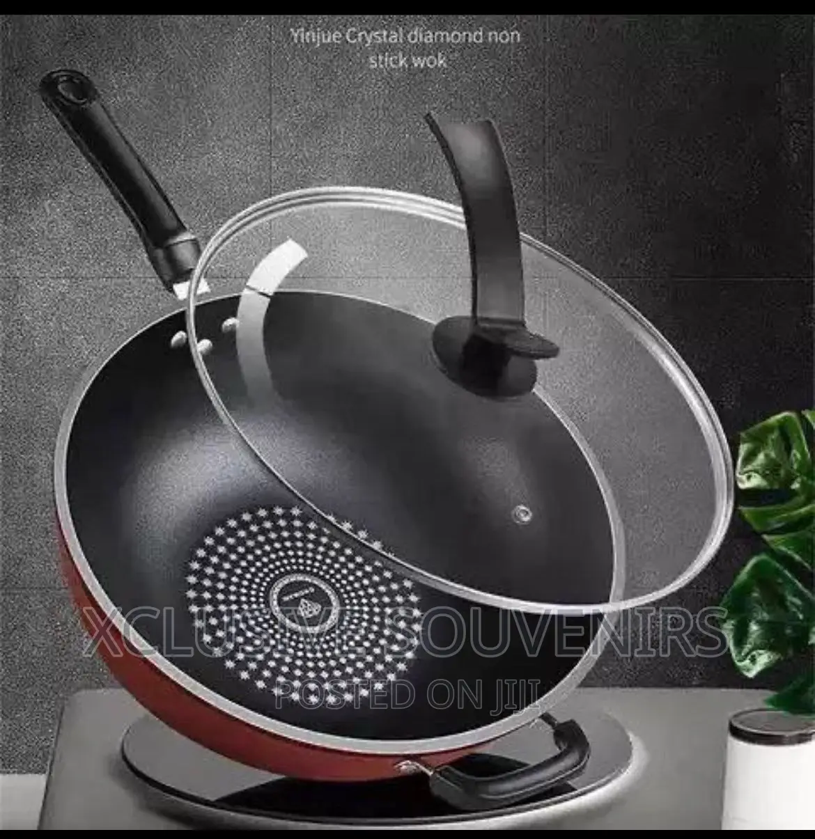 34cm Non Stick Fry Pan With Glass Cover and Lid