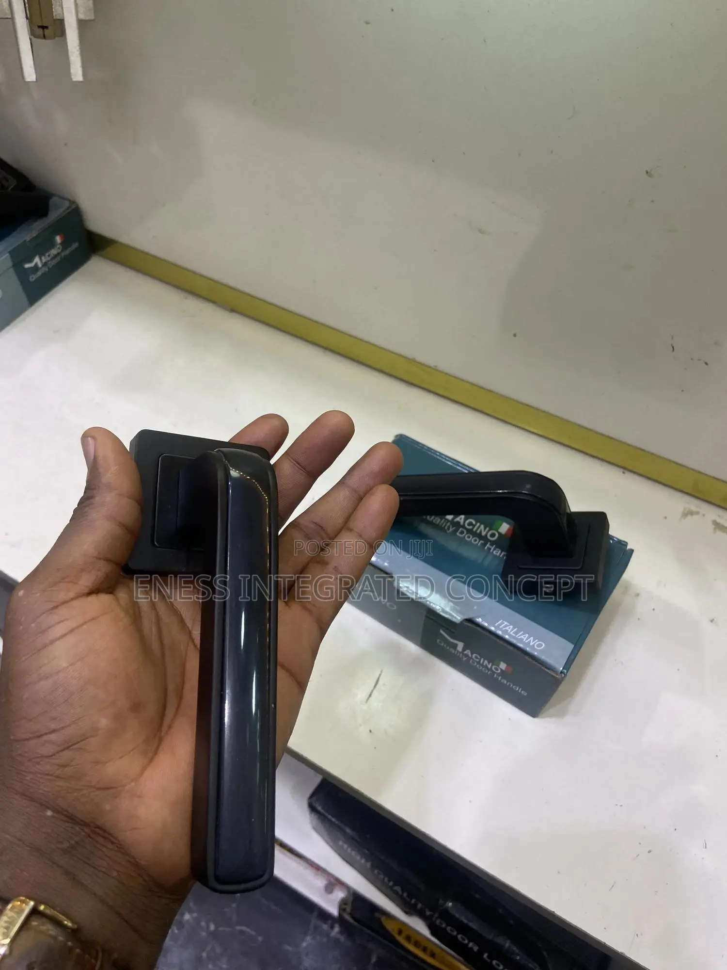 Black Coated Square Door Lock Set