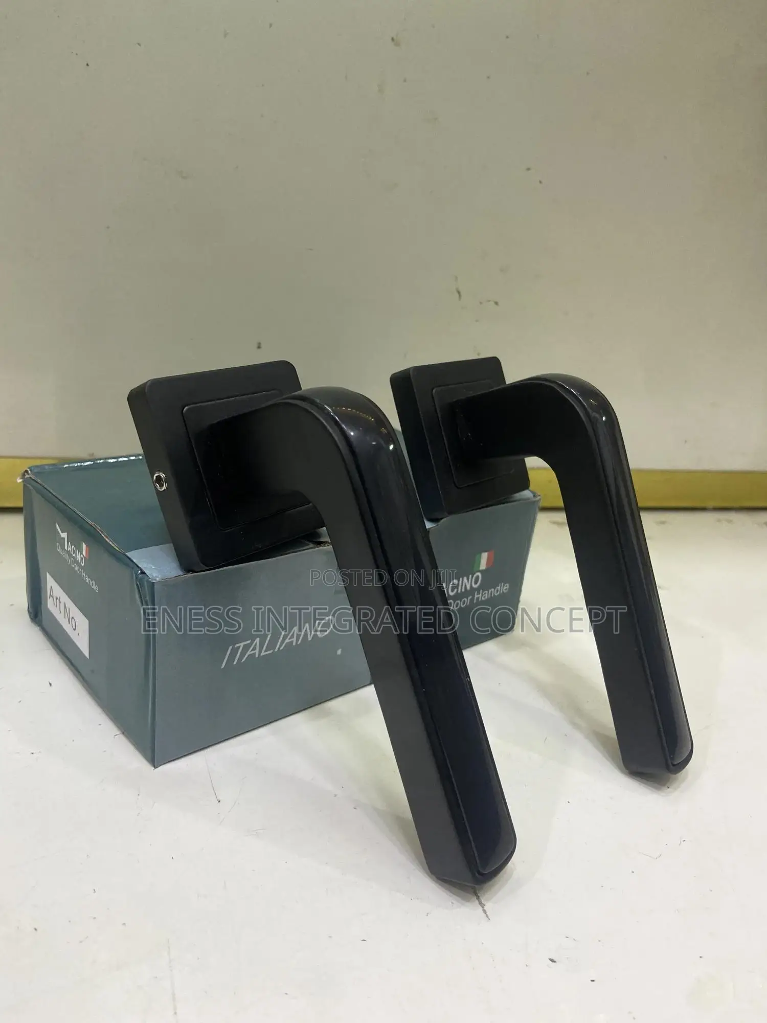 Black Coated Square Door Lock Set