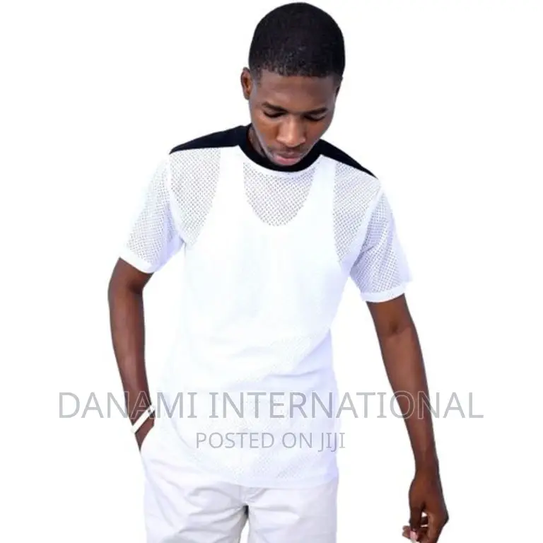 Danami Blank Plain Mesh Jersey T Shirt- White Black