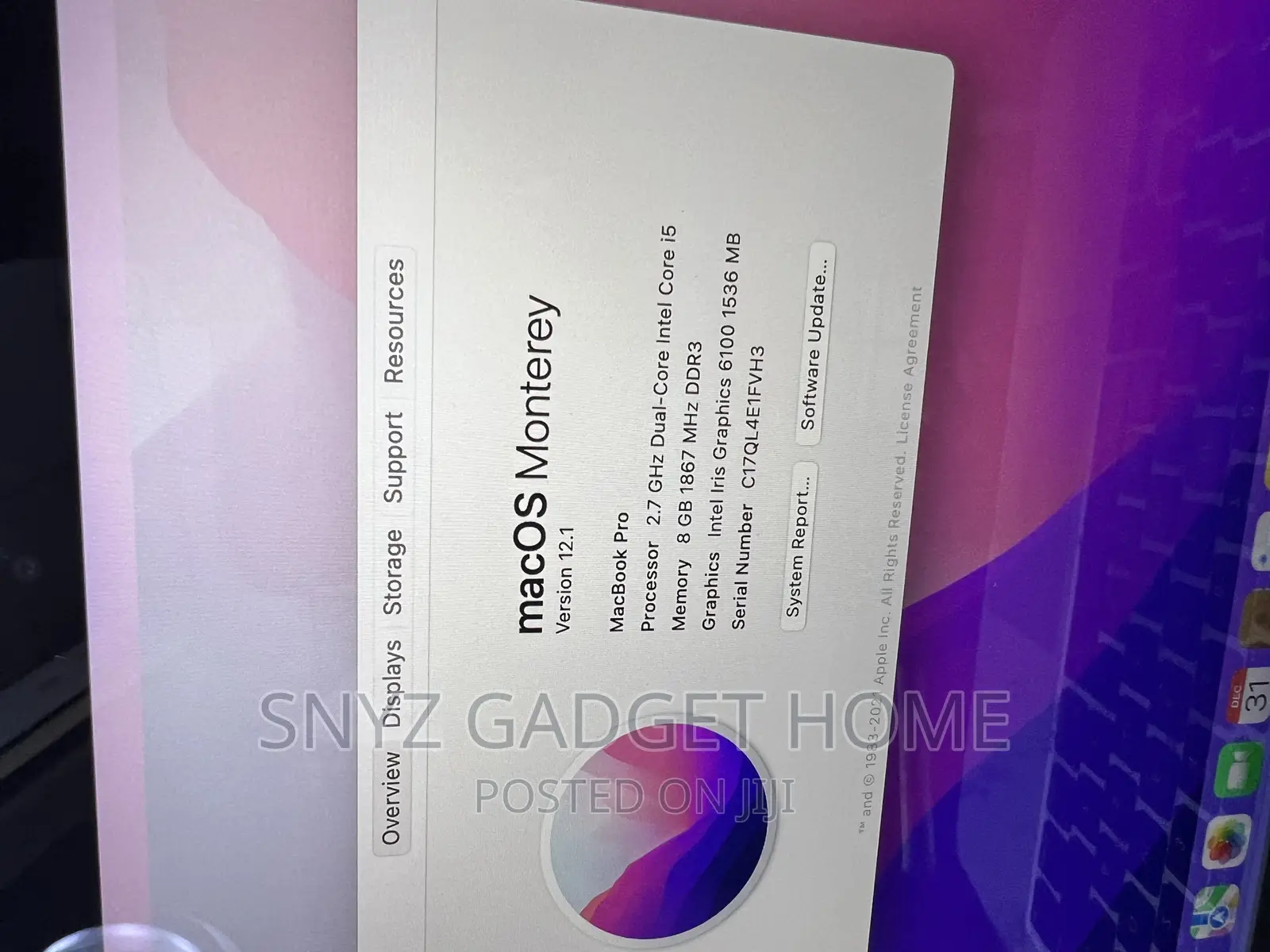 Laptop Apple MacBook Pro 2015 8GB Intel Core I5 SSD 128GB
