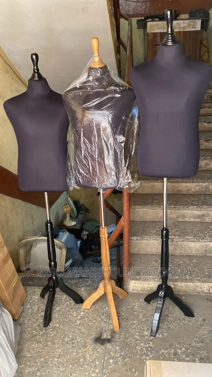 Male Body Form With Tripod Wooden Base Stand
