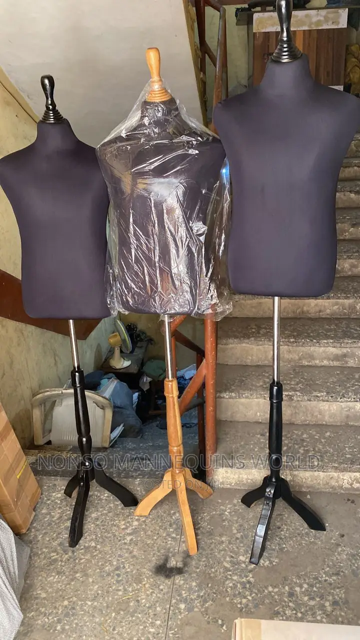 Male Body Form With Tripod Wooden Base Stand