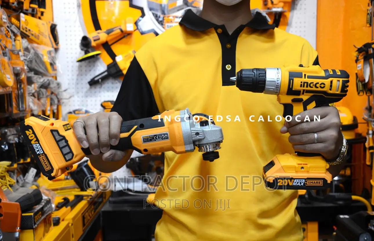 INGCO Lithium Ion Cordless Angle Grinder And Drill Combo Kit