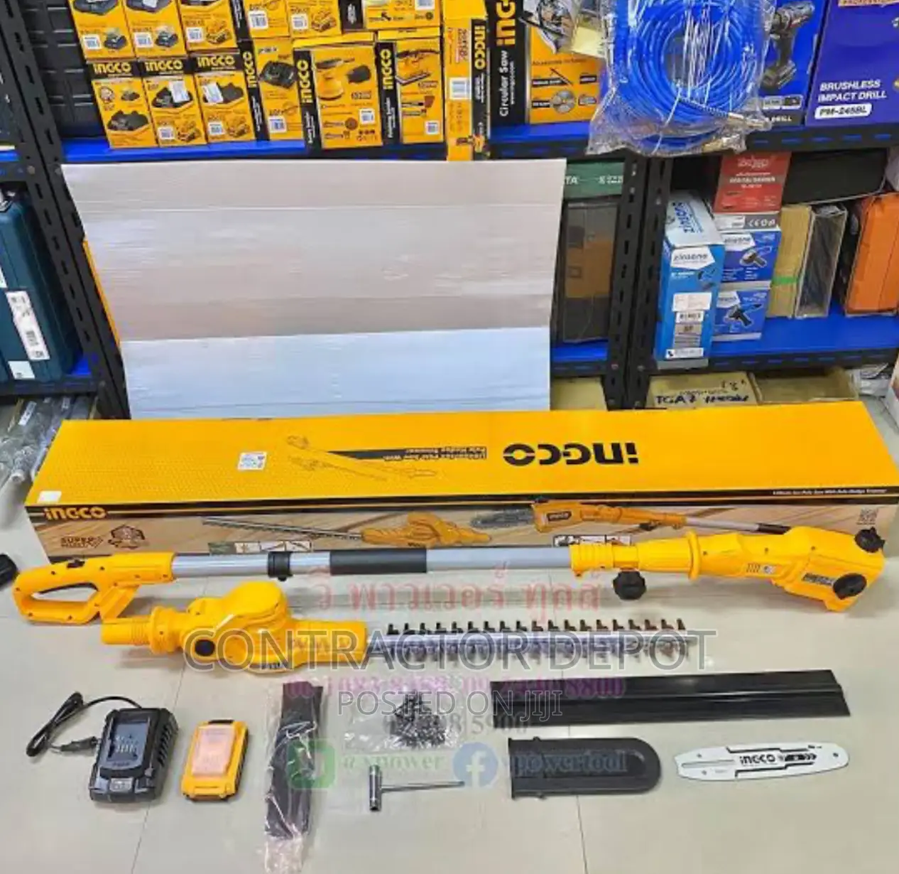 Lithium-Lon Cordless Pole Saw With Pole Hedge Trimmer 20V