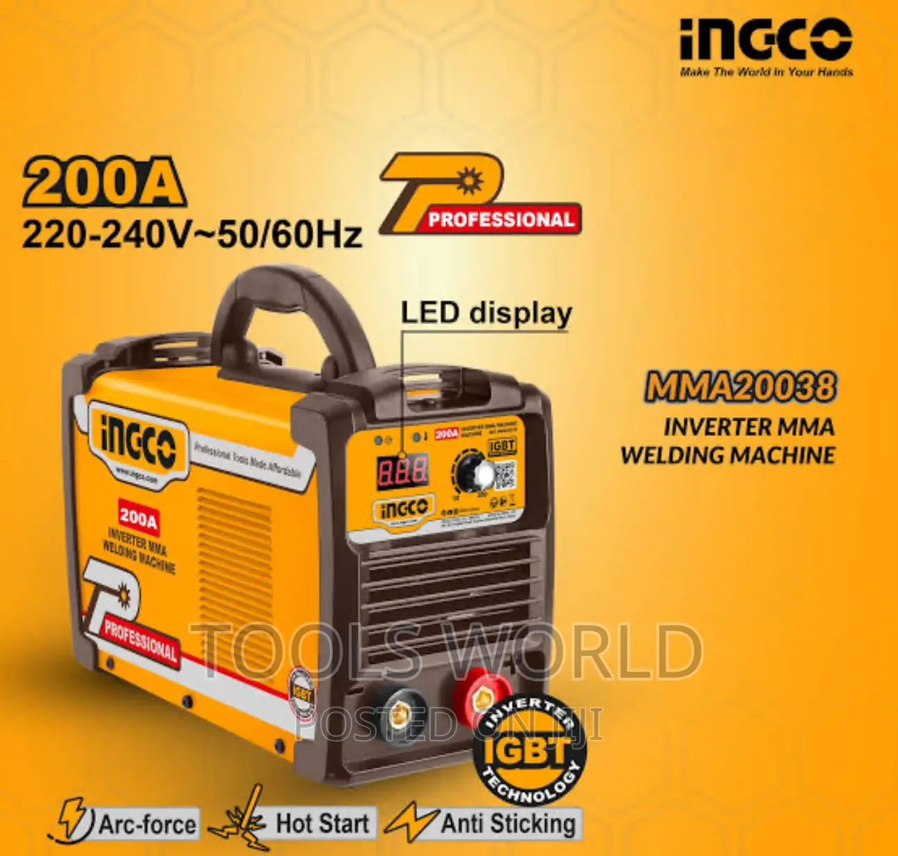 Ingco Inverter MMA Welding Machine 200 AMP - ING- MMA200381