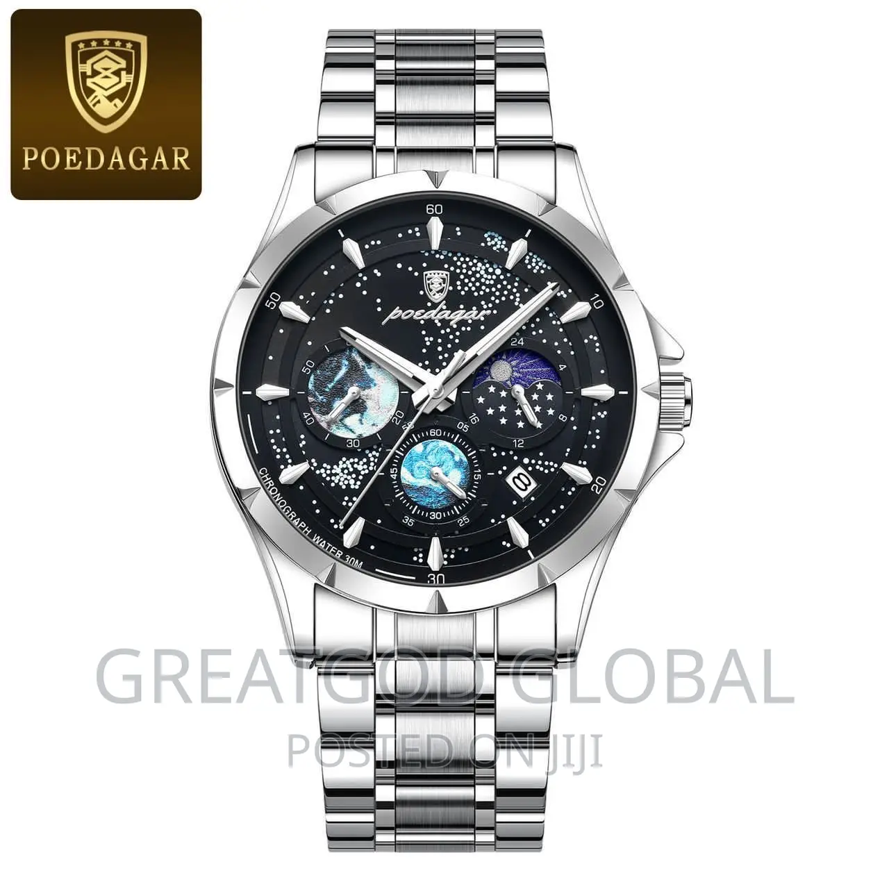 Chronograph Poedagar Quartz Movement Wristwatch.