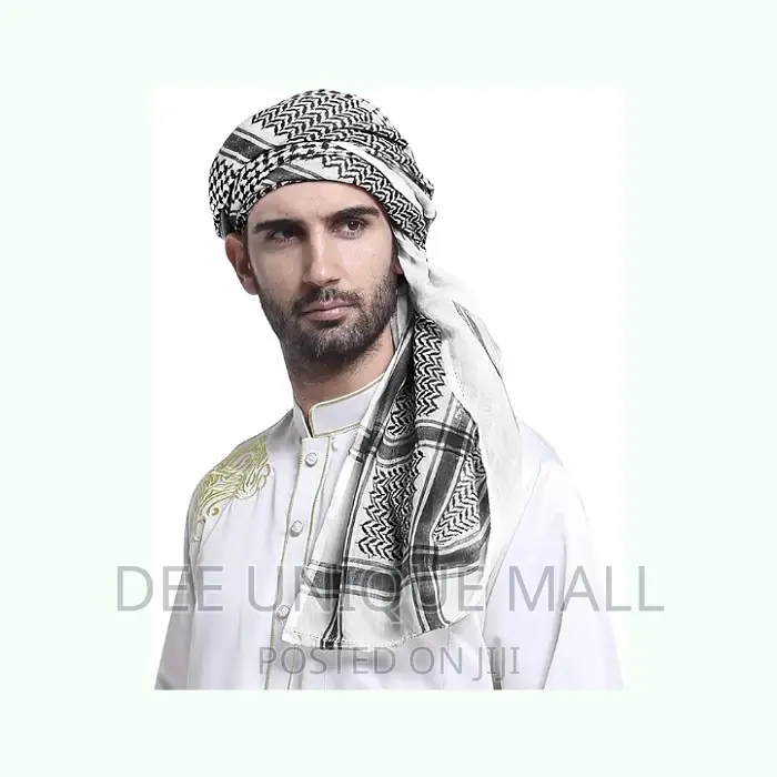 Men's Muslim Shawl Turban Arab Headwear Islamic Print.