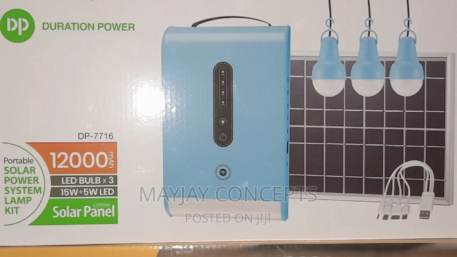 DP 12000mah Multifunctional Solar Light Kit-3bulbs USB Port
