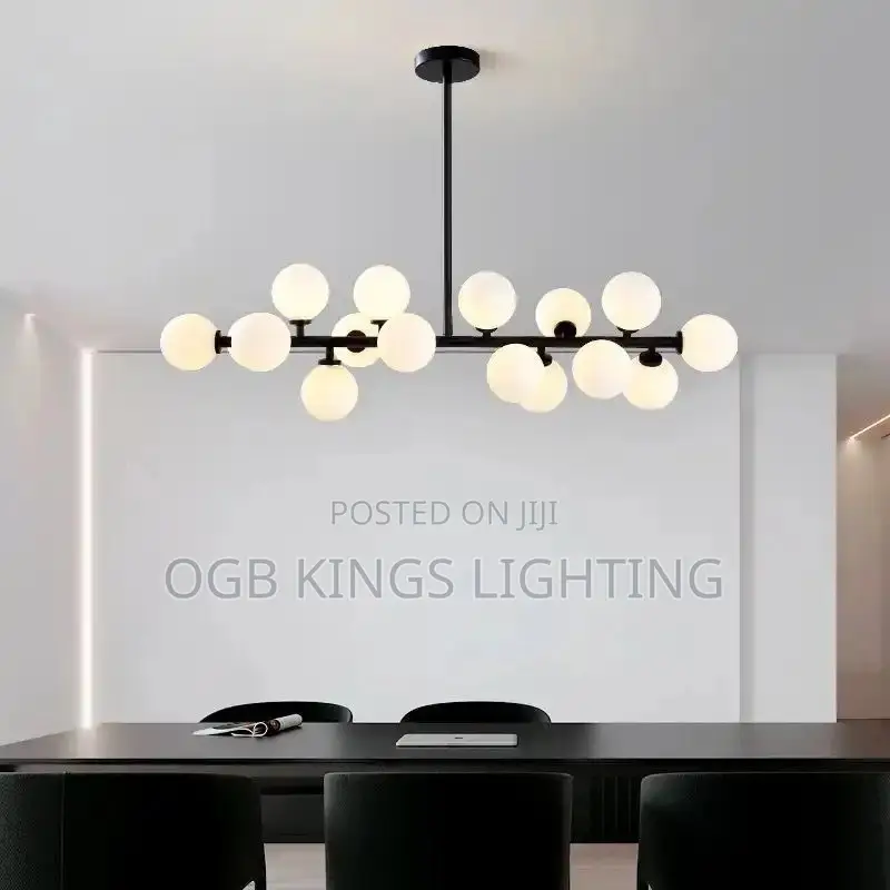 Nordic LED Chandelier Glass Ball Gold Black Pendant Lamp