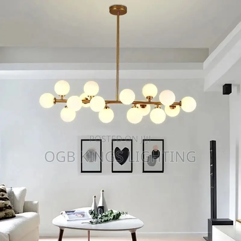 Nordic LED Chandelier Glass Ball Gold Black Pendant Lamp