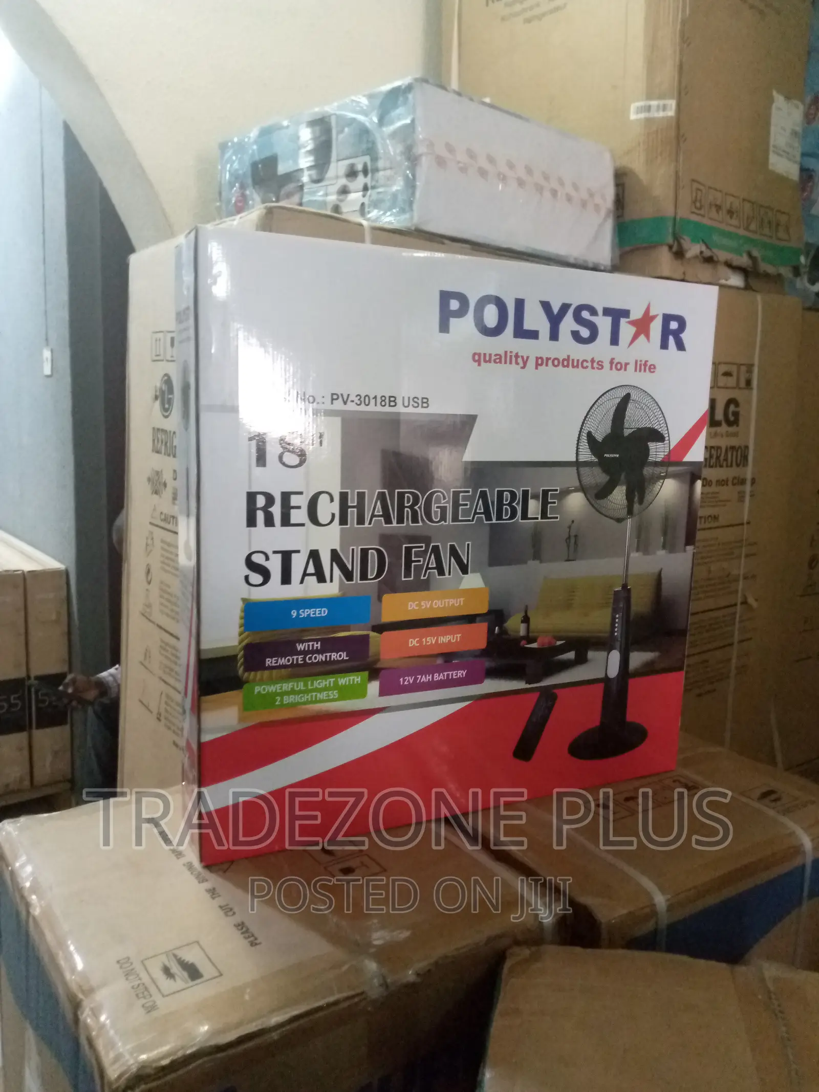 Polystar 18'' Rechargeable Stand Fan / Pv3018b