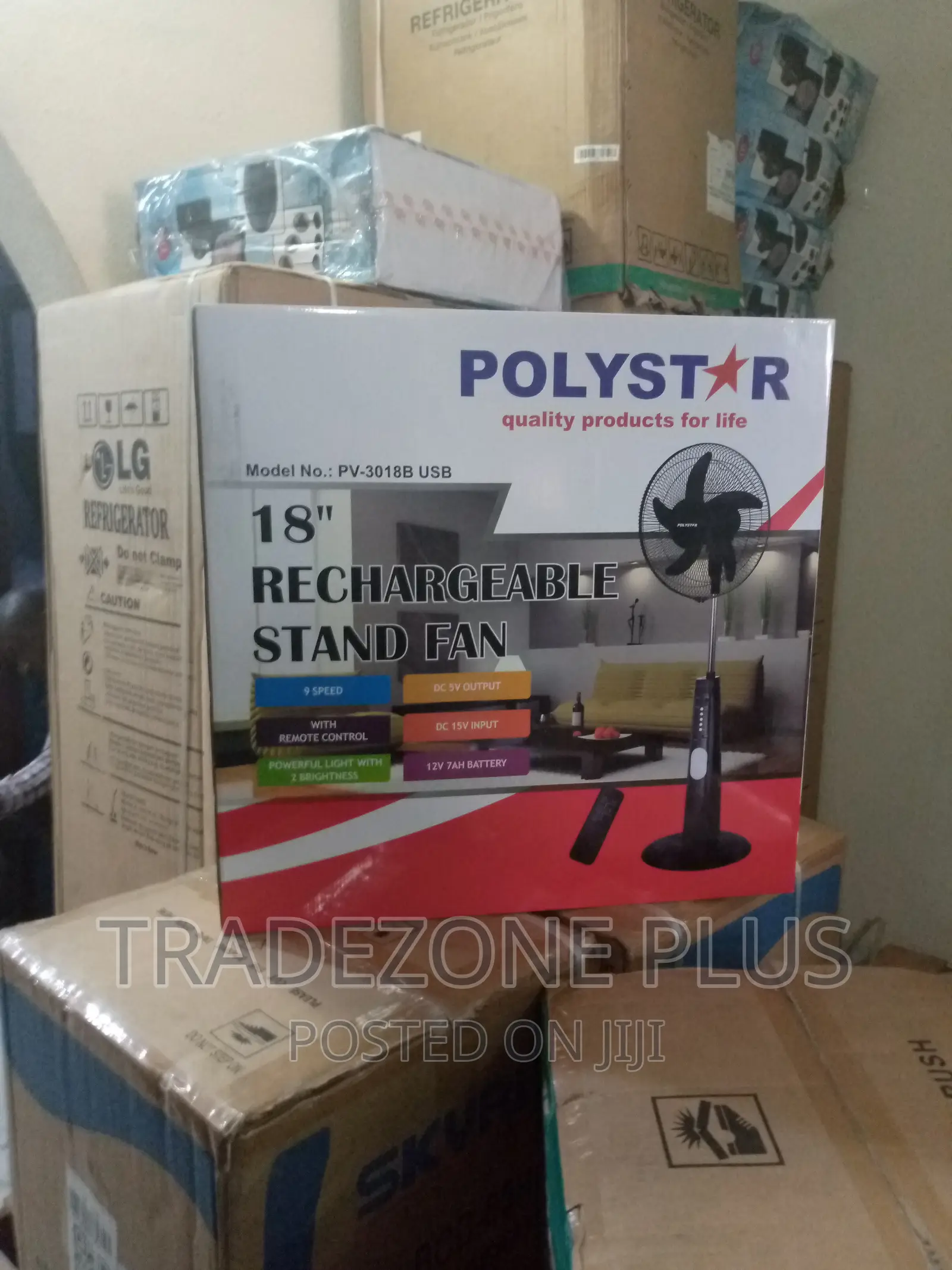 Polystar 18 Inch Rechargeable Standing Fan /Pv3018b