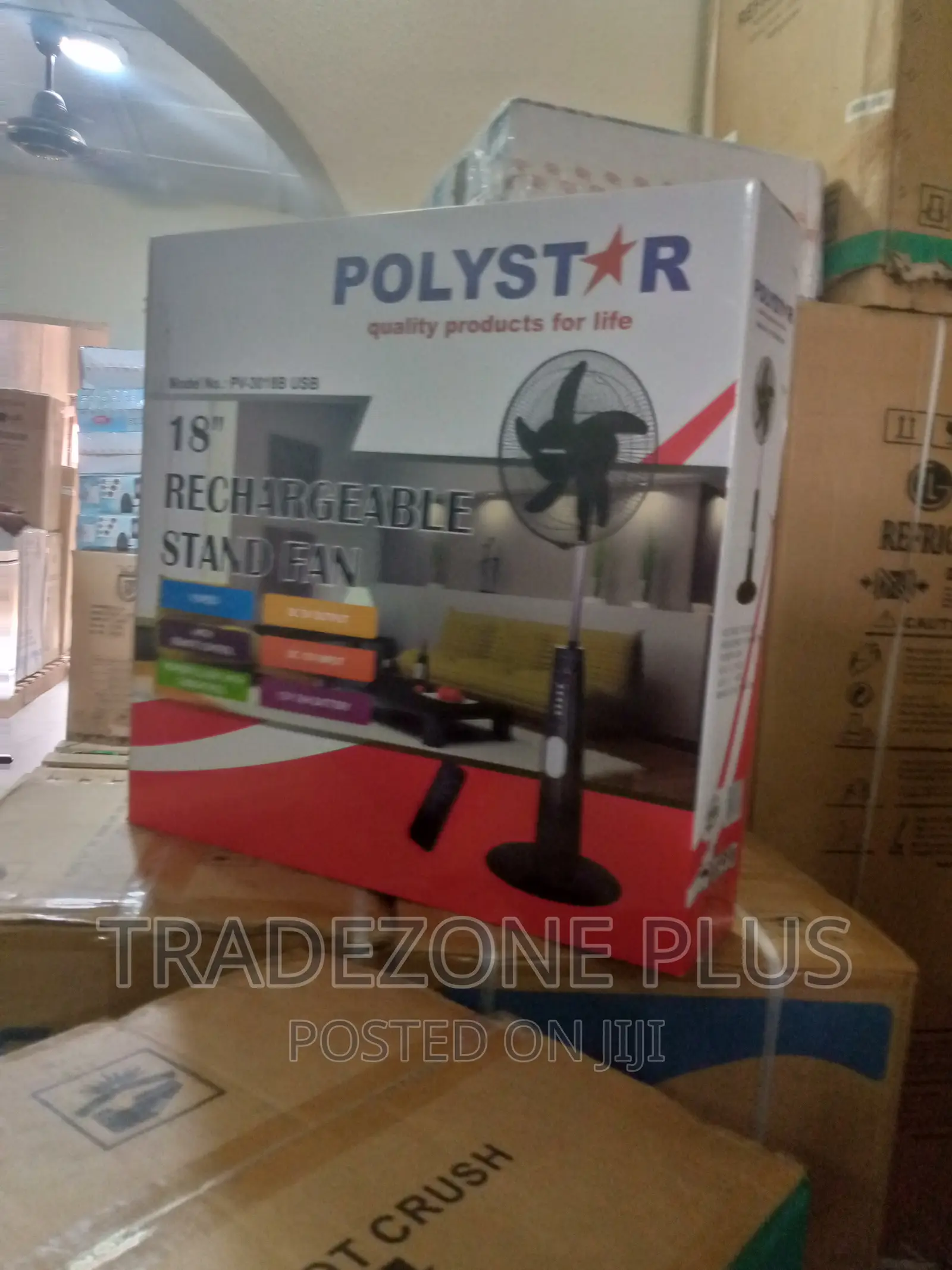 Polystar 18'' Rechargeable Stand Fan =Pv3018b