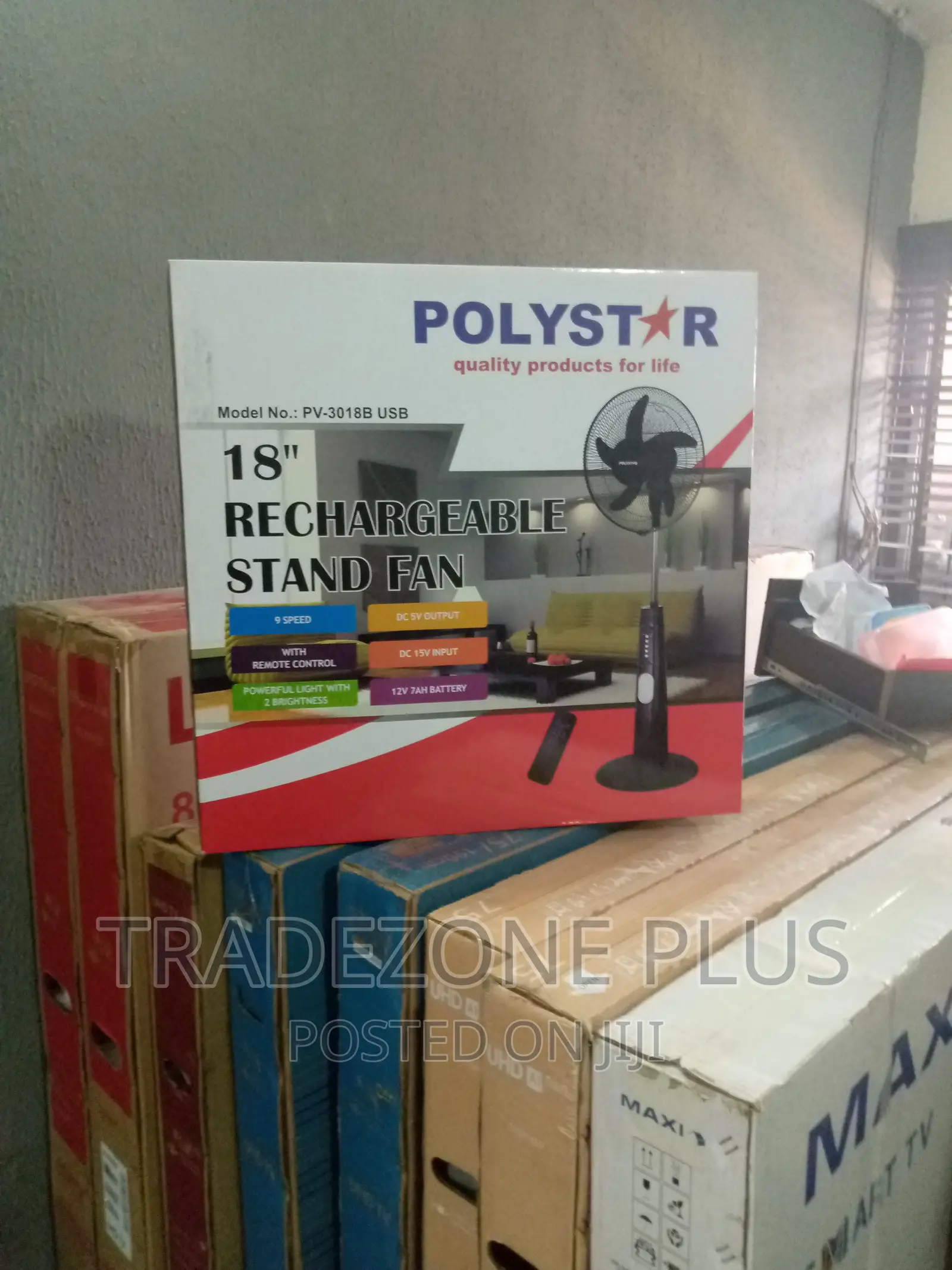Brand New Polystar 18'' Rechargeable Standing Fan[Pv3018b]