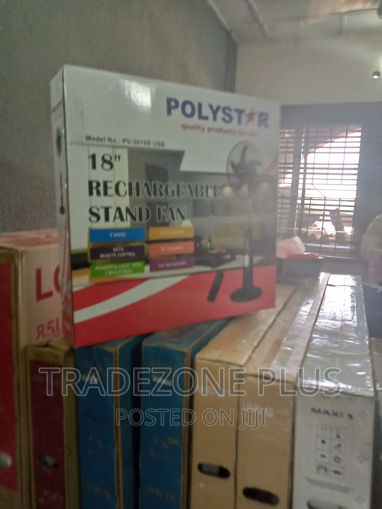 New Polystar 18''rechargeable Standing Fan.Pv3018b