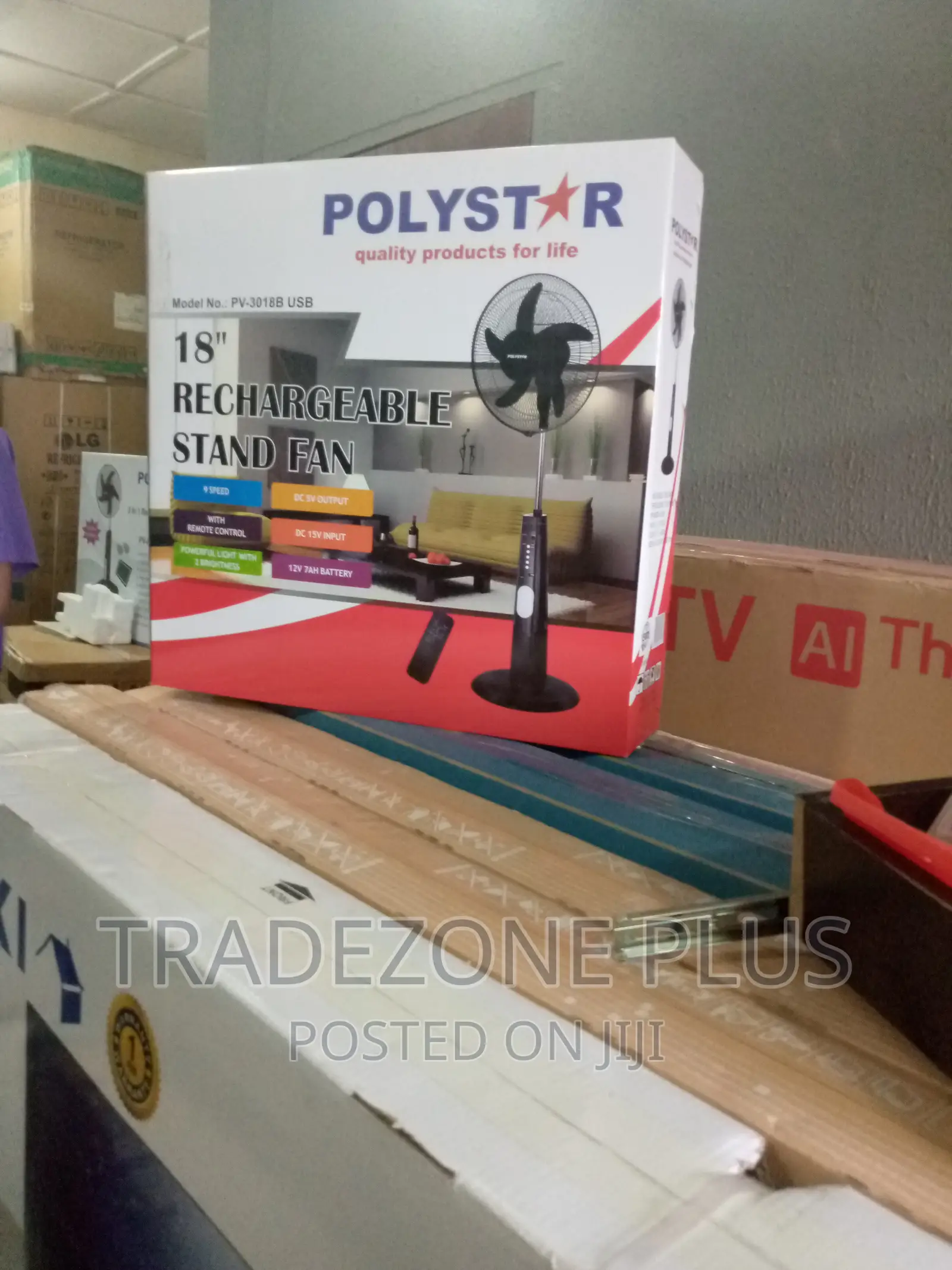 Affordable Polystar 18'' Rechargeable Standing Fan-Pv3018b