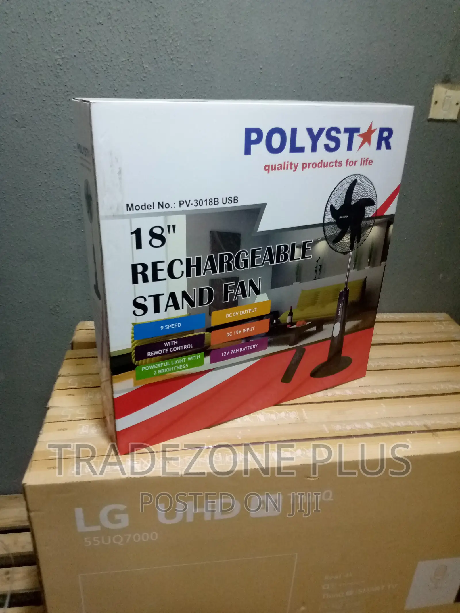 Affordable Polystar 18'' Rechargeable Standing Fan-Pv3018b
