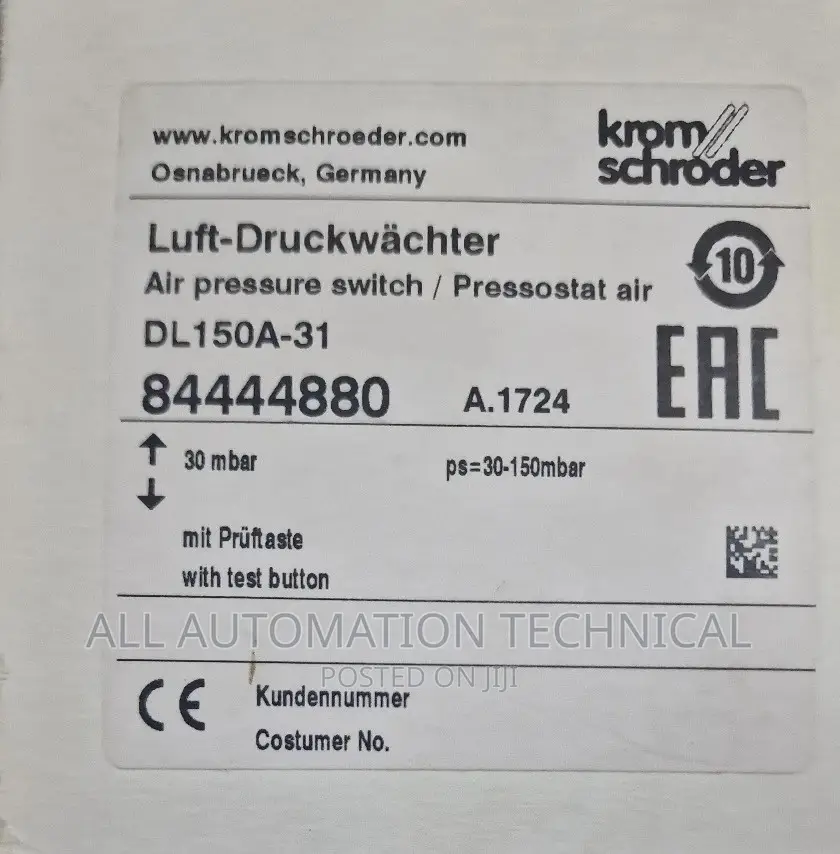 Krom Schroder Dl150a-31 Pressure Switch 84444880
