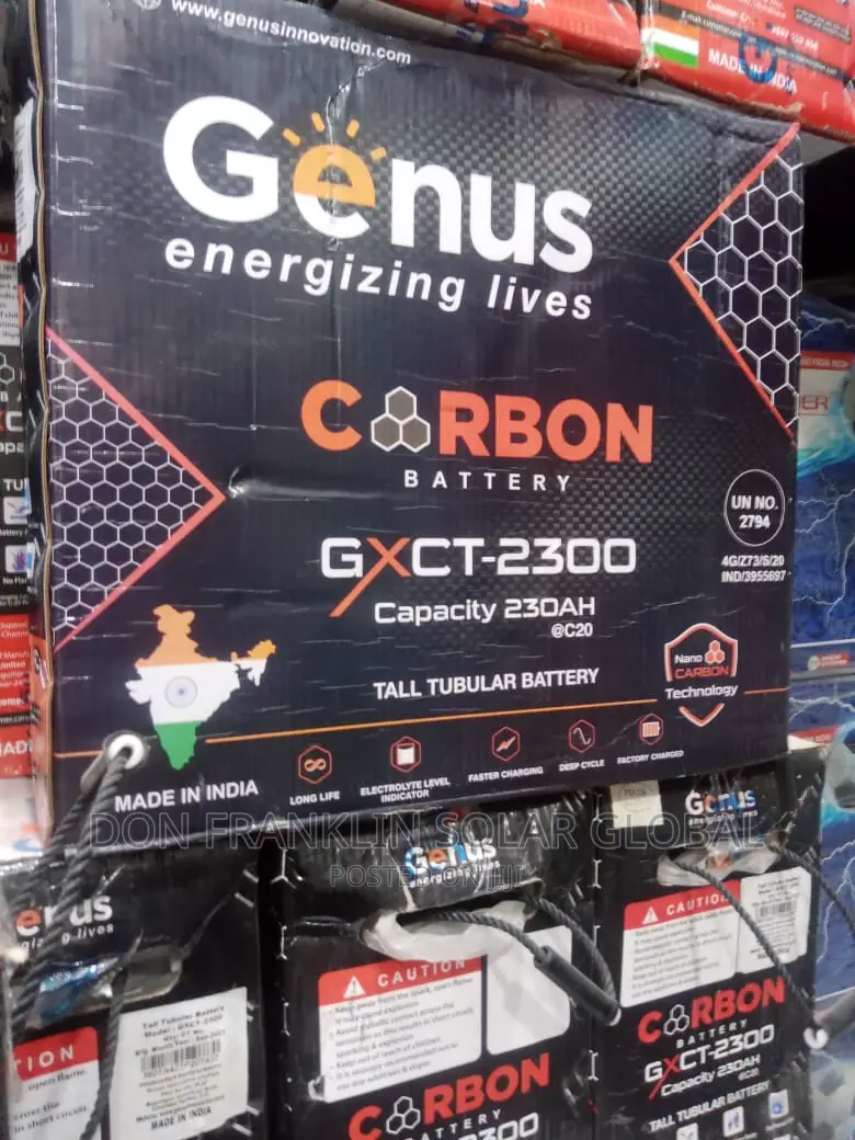 230ah /12v Genus Tall Tubular Solar Battery