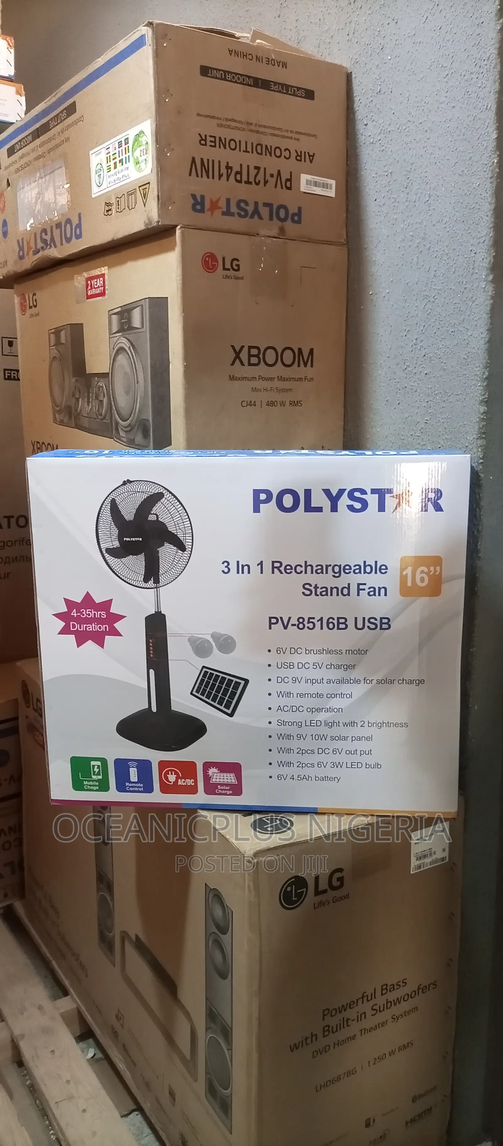 Polystar (Pv-8516b) Brand New 16""Rechargeable Fan