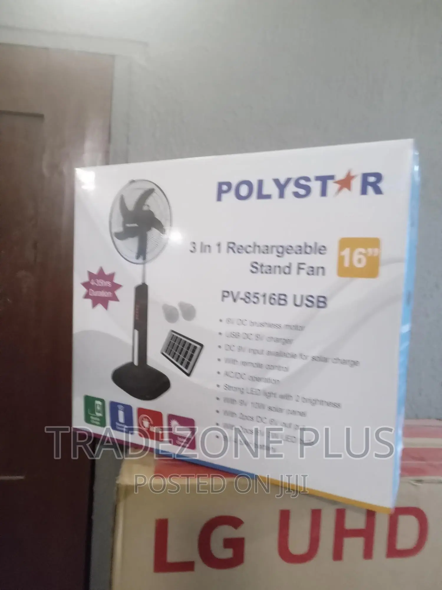 Polystar 16'' Rechargeable Standing Fan .Pv8516b