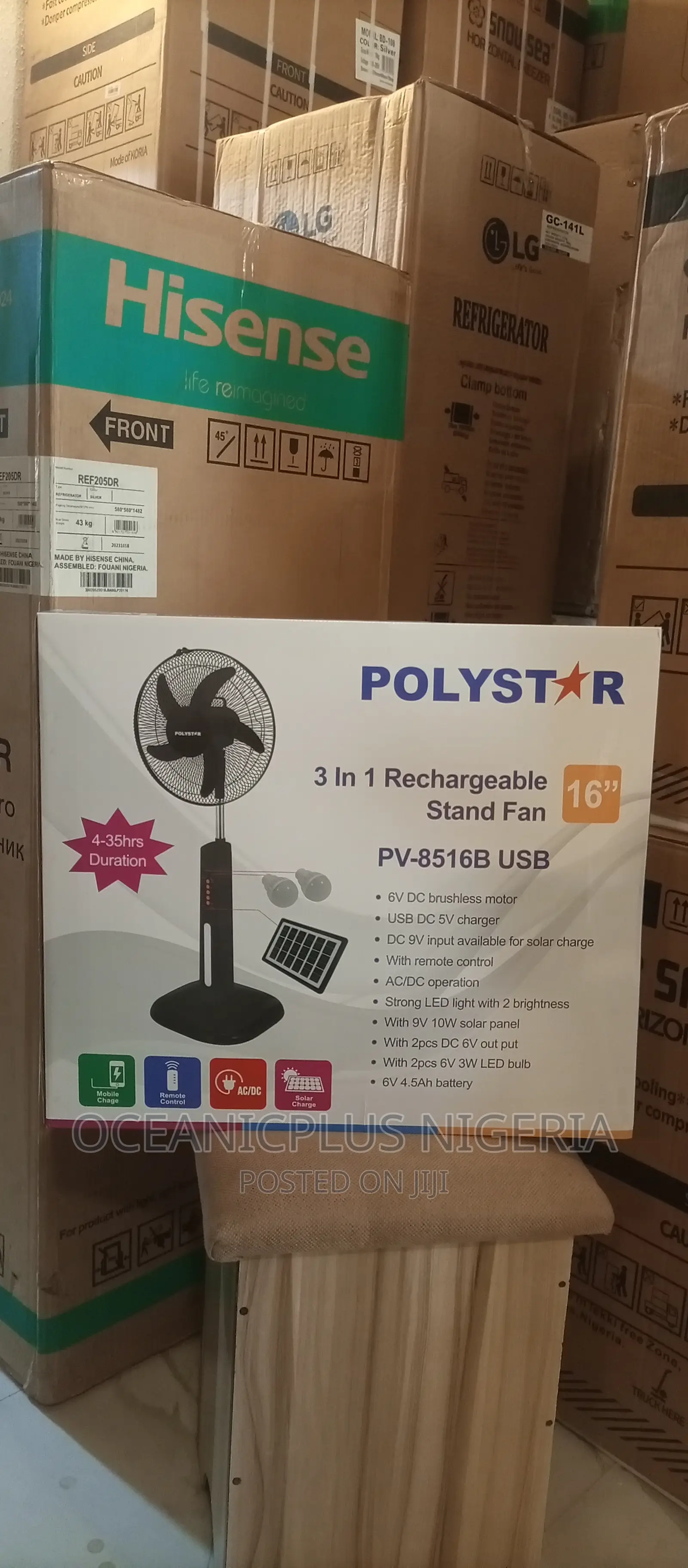 Polystar PV-8516B 3 in 1 Rechargeable Standing Fan