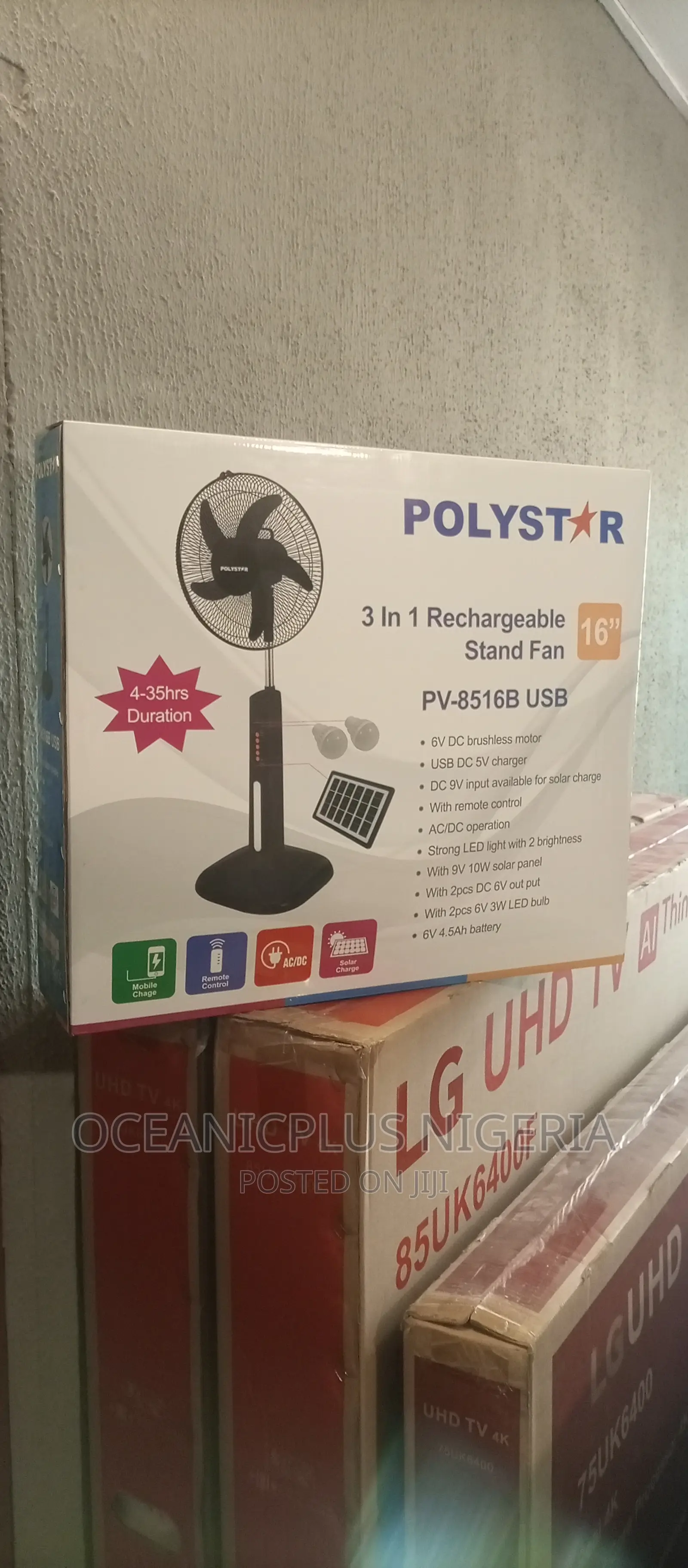 Trending (PV-8516B)Polystar Rechargeable Standing Fan