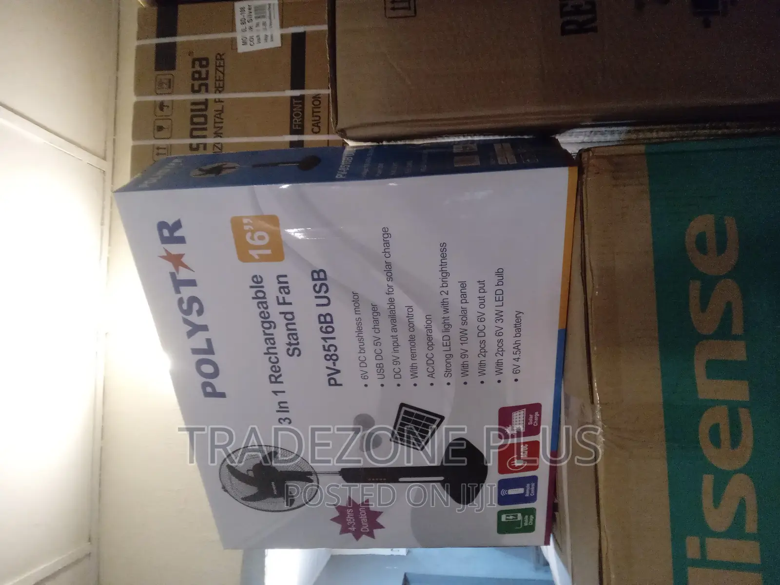 Brand New Polystar Rechargeable Pv8516b Standing Fan. 16inch